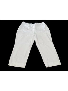 Talbots Woman Curvy Cropped Pants White Stretch 16W Plus Size Flat front High Ri